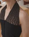 BASERANGE France organic cotton Nehru lace patchwork vest camisole BAS-TONT-LA-SP25-BLACK (BROWN)